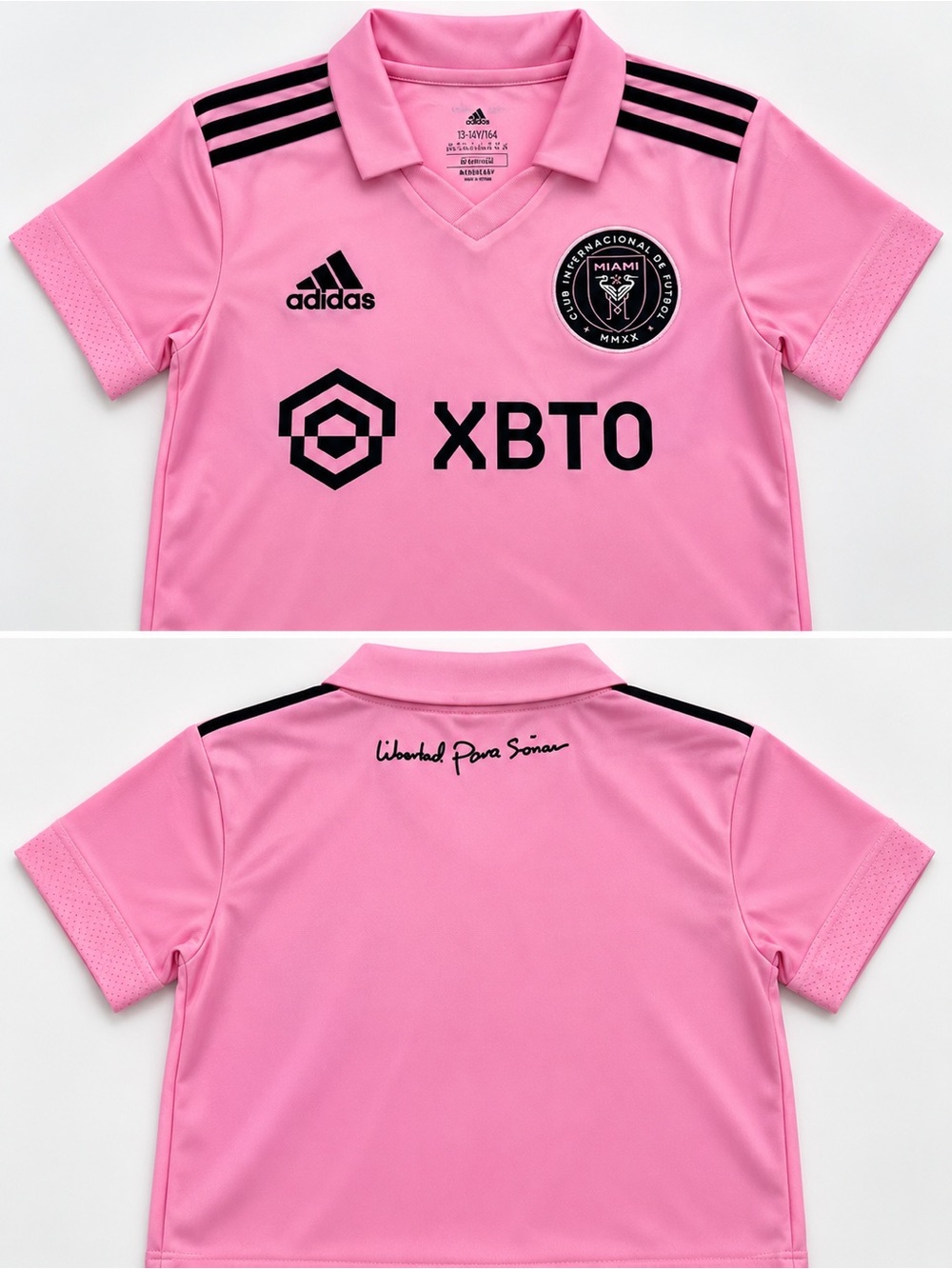 adidas Kids Inter Miami Pink Jersey with Black Accents
